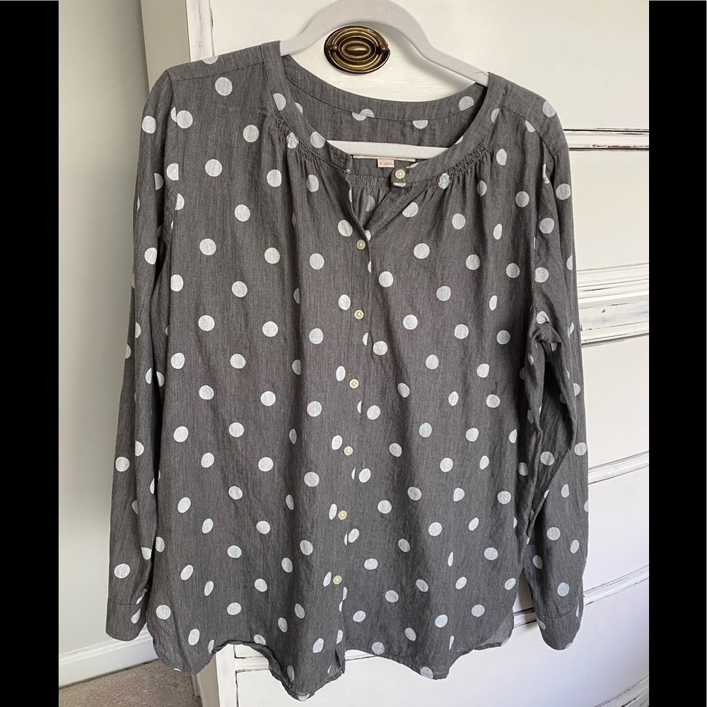 Grey and White polka dot blouse